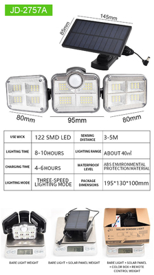 Powered Outdoor Solar LED Wall Lights With Sensor 195x130x100mm 122 SMD LED 1.8w